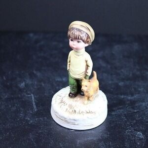 Vintage Gorham Moppets 1974 Boy Dog Music box figurine